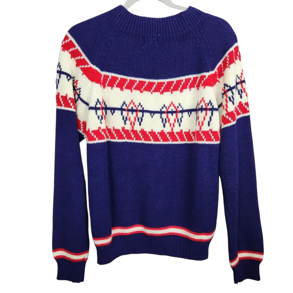 Vintage Montgomery Ward Fair Isle Geometic Print Ribbed Knit Sweater Medium
